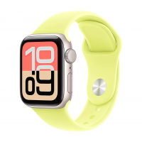 Apple Watch SE 3 44 mm, Starlight Aluminum Neon Yellow Sport Band S/M