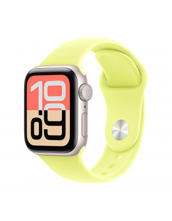 Apple Watch SE 3 40 mm, Starlight Aluminum Neon Yellow Sport Band M/L