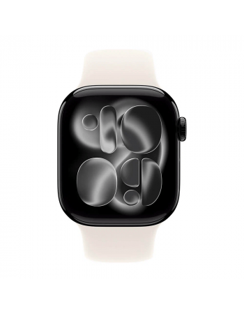 Apple Watch Series 11, 46 mm, Jet Black Aluminum Starlight Sport Band M/L
