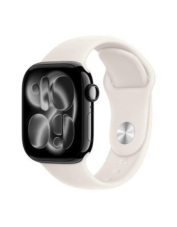 Apple Watch Series 11, 46 mm, Jet Black Aluminum Starlight Sport Band M/L