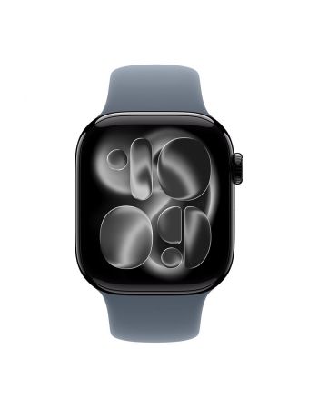Apple Watch Series 11, 42 mm, Jet Black Aluminum Anchor blue Sport Band M/L
