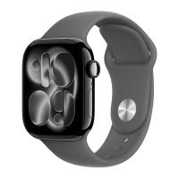 Apple Watch Series 11, 42 mm, Jet Black Aluminum Stone Gray Sport Band S/M