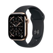 Apple Watch Series 11, 42 mm, Gold Titanium GPS+Cellular, Black Sport Band M/L