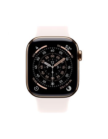 Apple Watch Series 11, 42 mm, Gold Titanium GPS+Cellular, Light Blush Sport Band M/L