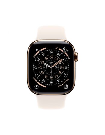 Apple Watch Series 11, 42 mm, Gold Titanium GPS+Cellular, Starlight Sport Band M/L