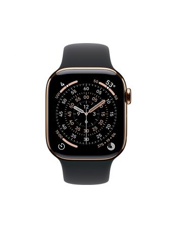 Apple Watch Series 11, 42 mm, Gold Titanium GPS+Cellular, Black Sport Band M/L