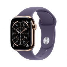 Apple Watch Series 11, 42 mm, Gold Titanium GPS+Cellular, Purple Fog Sport Band M/L
