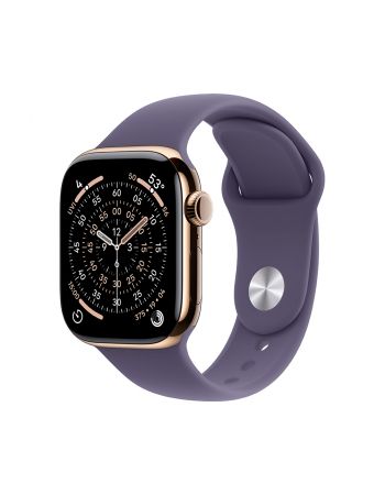 Apple Watch Series 11, 42 mm, Gold Titanium GPS+Cellular, Purple Fog Sport Band M/L
