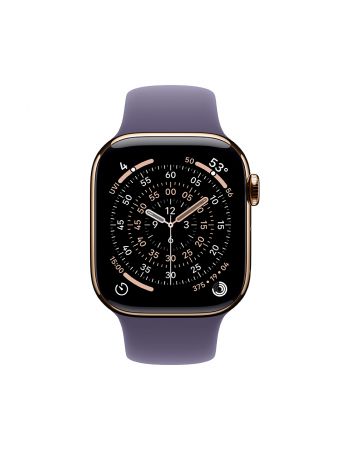Apple Watch Series 11, 42 mm, Gold Titanium GPS+Cellular, Purple Fog Sport Band M/L