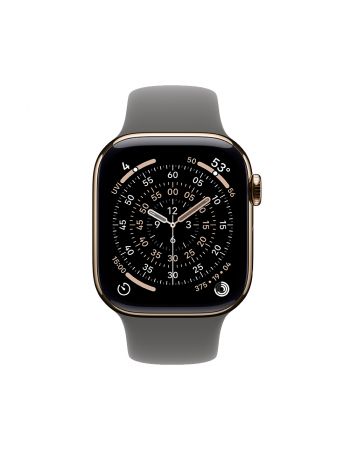 Apple Watch Series 11, 42 mm, Gold Titanium GPS+Cellular, Stone Gray Sport Band M/L