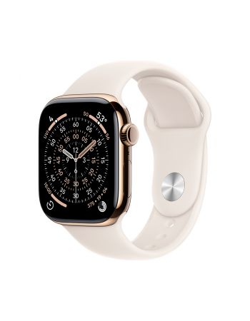 Apple Watch Series 11, 42 mm, Gold Titanium GPS+Cellular, Starlight Sport Band M/L