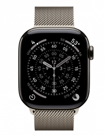 Apple Watch Series 11, 46 mm, Slate Titanium GPS+Cellular, Natural Milanese Loop S/M