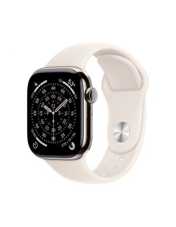 Apple Watch Series 11, 42 mm, Nalural Titanium GPS+Cellular, Starlight Sport Band M/L