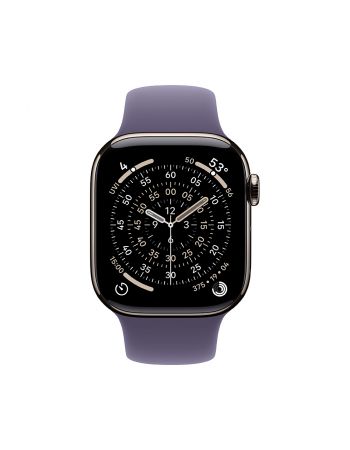 Apple Watch Series 11, 42 mm, Nalural Titanium GPS+Cellular, Purple Fog Sport Band M/L