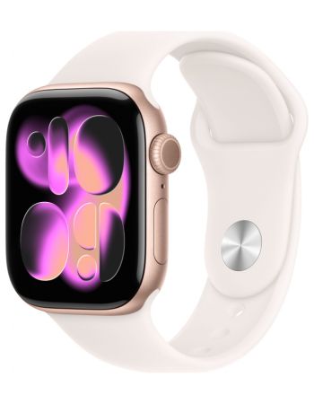 Apple Watch Series 11, 46 mm, Rose Gold Aluminum Starlight Sport Band M/L