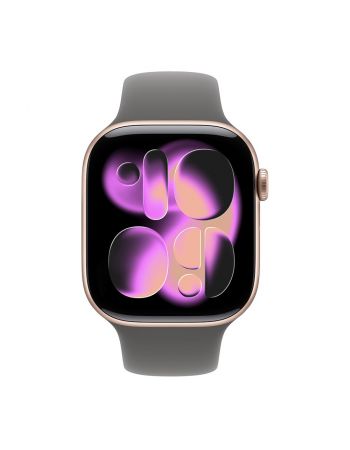 Apple Watch Series 11, 42 mm, Rose Gold Aluminum Stone Gray Sport Band M/L