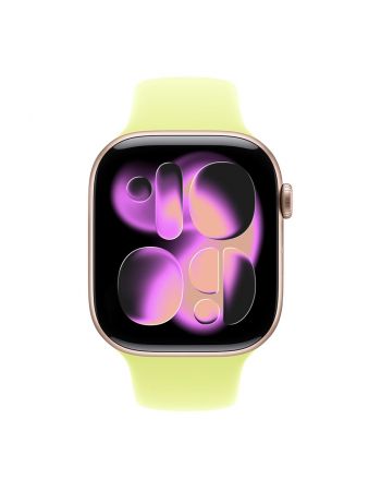 Apple Watch Series 11, 46 mm, Rose Gold Aluminum Neon Yellow Sport Band S/M