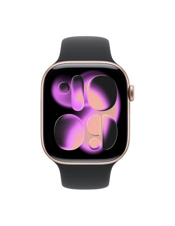 Apple Watch Series 11, 46 mm, Rose Gold Aluminum Black Sport Band M/L