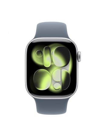 Apple Watch Series 11, 46 mm, Silver Aluminum Anchor blue Sport Band M/L