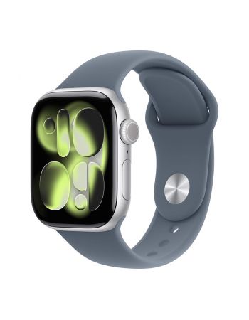 Apple Watch Series 11, 46 mm, Silver Aluminum Anchor blue Sport Band M/L