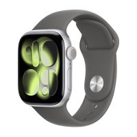 Apple Watch Series 11, 46 mm, Silver Aluminum Stone Gray Sport Band M/L