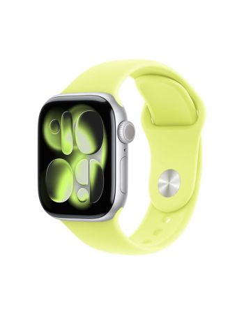 Apple Watch Series 11, 46 mm, Silver Aluminum Neon Yellow Sport Band M/L