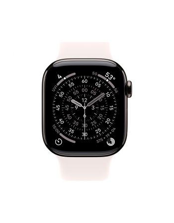 Apple Watch Series 11, 42 mm, Slate Titanium GPS+Cellular, Light Blush Sport Band M/L