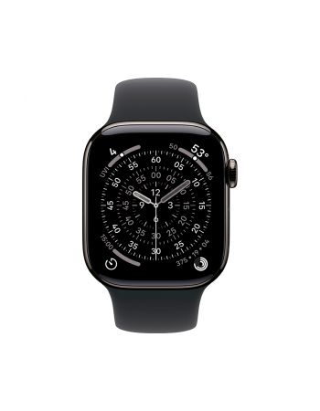 Apple Watch Series 11, 42 mm, Slate Titanium GPS+Cellular, Black Sport Band S/M