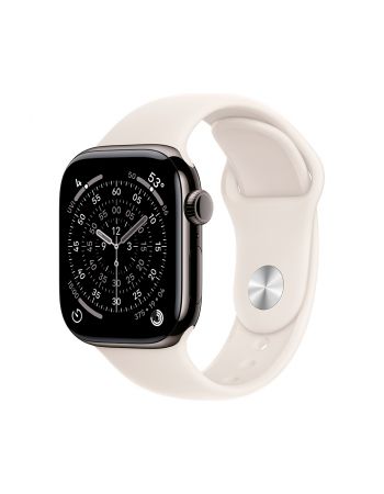 Apple Watch Series 11, 42 mm, Slate Titanium GPS+Cellular, Starlight Sport Band M/L