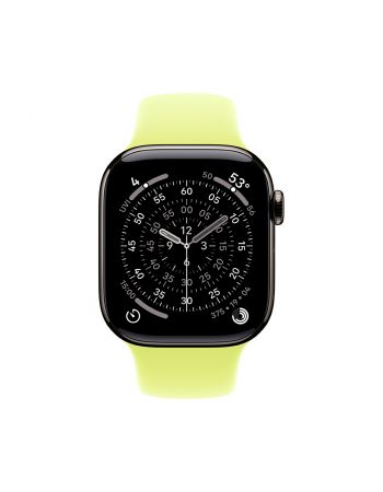 Apple Watch Series 11, 46 mm, Slate Titanium GPS+Cellular, Neon Yellow Sport Band M/L