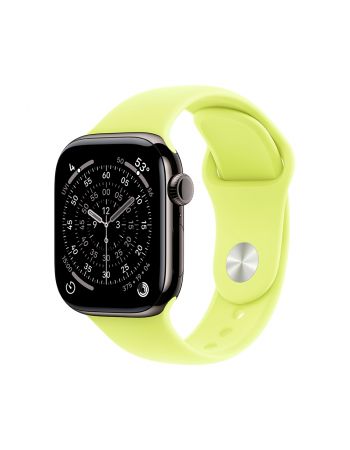 Apple Watch Series 11, 46 mm, Slate Titanium GPS+Cellular, Neon Yellow Sport Band M/L