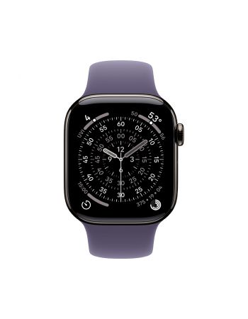 Apple Watch Series 11, 46 mm, Slate Titanium GPS+Cellular, Purple Fog Sport Band S/M