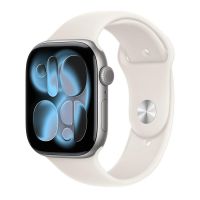 Apple Watch Series 11, 46 mm, Space Gray Aluminum Starlight Sport Band M/L