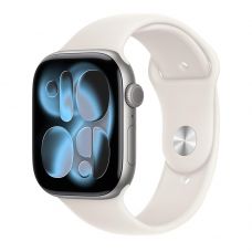Apple Watch Series 11, 46 mm, Space Gray Aluminum Starlight Sport Band M/L