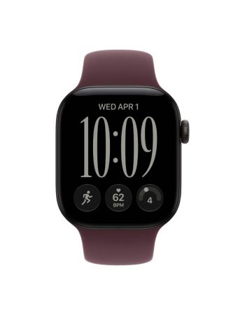 Apple Watch Series 12, 42 mm, Black Aluminum Burgundy Sport Band S/M