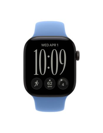 Apple Watch Series 12, 42 mm, Black Aluminum Wildflower Blue Sport Band S/M