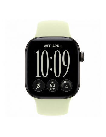 Apple Watch Series 12, 42 mm, Black Aluminum Pale Succulent Sport Band S/M