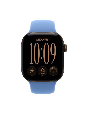 Apple Watch Series 12, 42 mm, Dark Bronze Aluminum Wildflower Blue Sport Band S/M