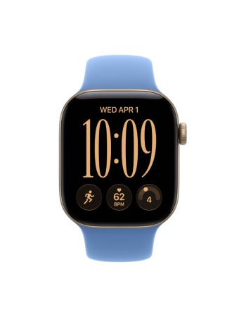 Apple Watch Series 12, 42 mm, Light Gold Aluminum Wildflower Blue Sport Band S/M