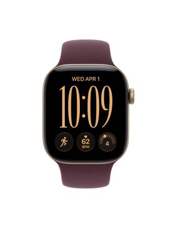 Apple Watch Series 12, 42 mm, Light Gold Aluminum Burgundy Sport Band S/M