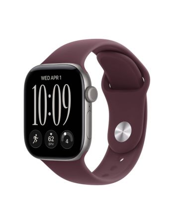 Apple Watch Series 12, 42 mm, Space Gray Aluminum Burgundy Sport Band S/M