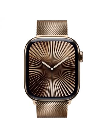 Apple Watch Series 10 46 мм, M/L (160–210 мм), Titanium Case GPS+Cellular, Milanese Loop, Gold (золото)