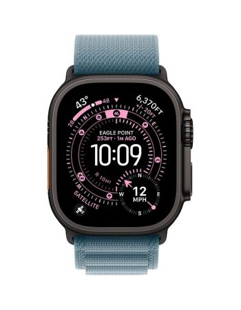 Apple Watch Ultra 3, 49 мм, Black Titanium Light Blue Alpine Loop M