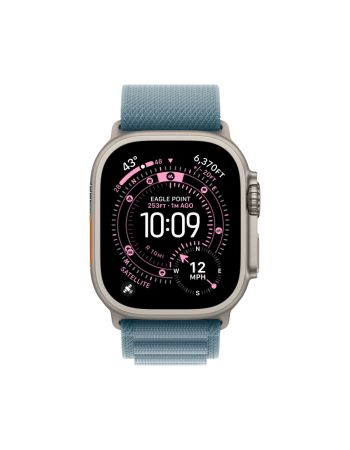 Apple Watch Ultra 3, 49 мм, Natural Titanium Light Blue Alpine Loop L