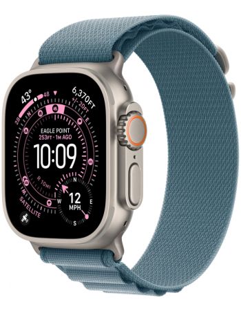 Apple Watch Ultra 3, 49 мм, Natural Titanium Light Blue Alpine Loop L
