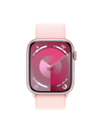 Apple Watch Series 9, 41 мм, корпус из алюминия розового цвета, нейлоновый ремешок нежно-розового цвета