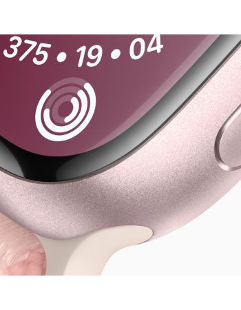 Apple Watch Series 9, 41 мм, корпус из алюминия розового цвета, нейлоновый ремешок нежно-розового цвета