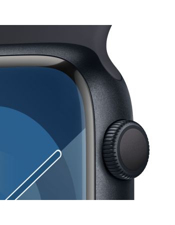 Apple Watch Series 9, 41 мм, корпус из алюминия цвета «тёмная ночь», спортивный ремешок цвета «тёмная ночь», размер M/L