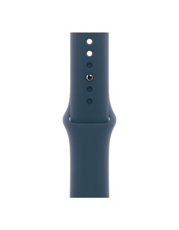 Apple Watch Series 9, 41 мм, корпус из алюминия серебристого цвета, спортивный ремешок цвета «грозовой синий», размер M/L