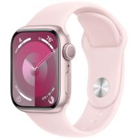Apple Watch Series 9, 45 мм, корпус из алюминия розового цвета, спортивный ремешок нежно-розового цвета, размер M/L